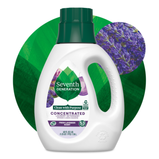 Fresh Lavender Concentrated Laundry Front of Bottle on leaf background