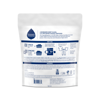 Free and Clear Laundry Packs, Back of Pouch