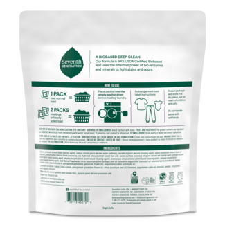 Seventh Generation Fresh Lavender Laundry Packs - Back of Pack
