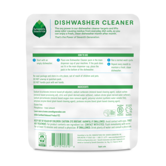 Seventh Generation Dishwasher Cleaner - Fragrance Free - Back of Pack